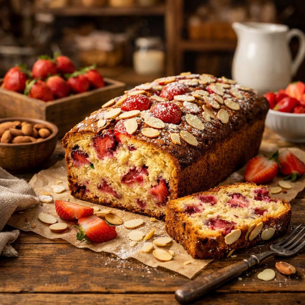 Budín de Fresa y Almendras