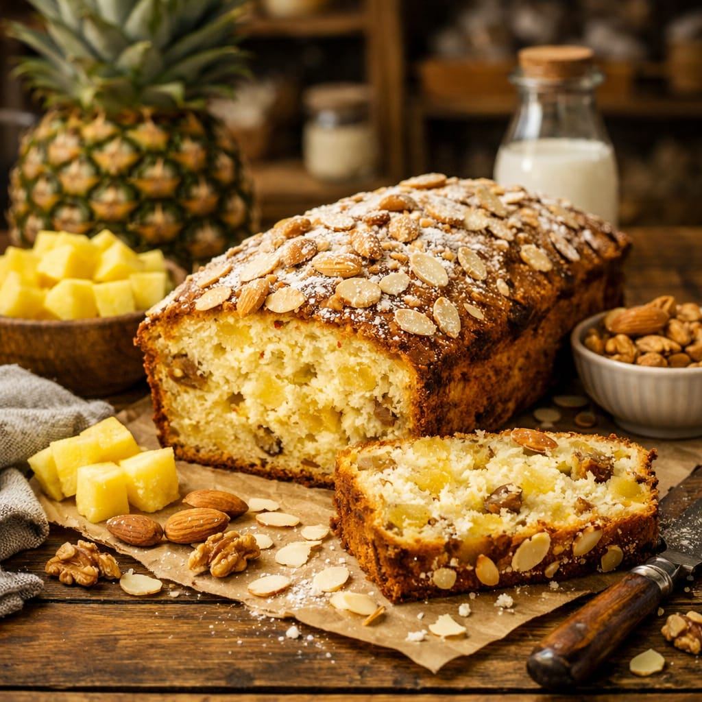 Budín de Piña y Nuez